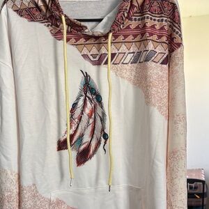 Tribal Feather Print Hoodie